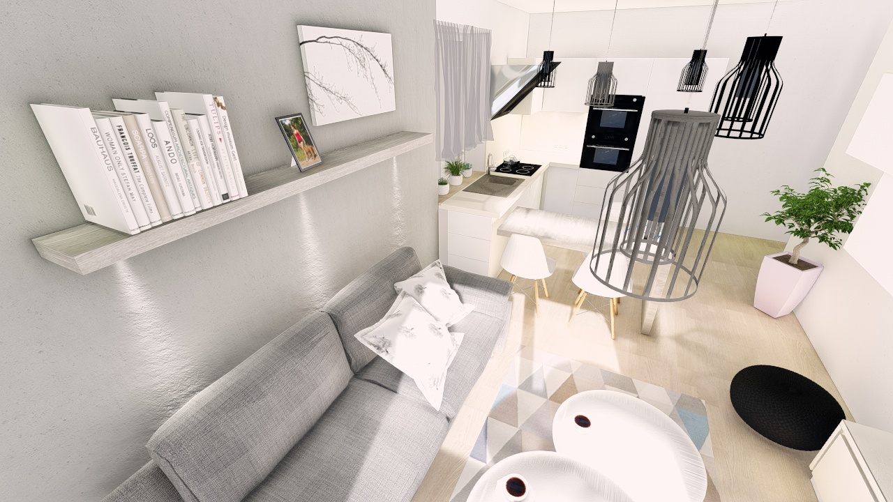 Návrh kuchyně s obývacím pokojem