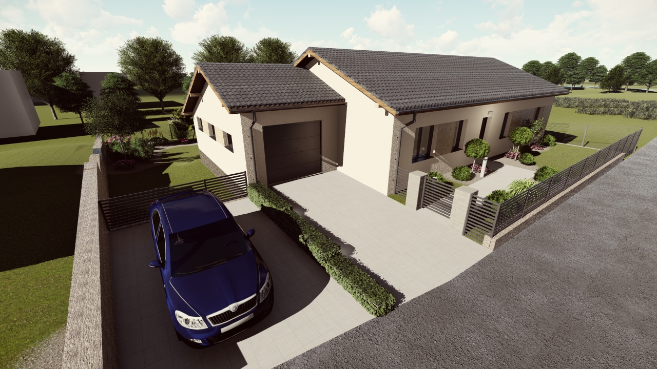 Vizualizace fasády a návrh zahrady Bohuslavice